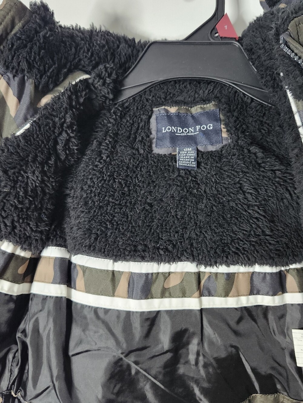 London Fog Kids Camo Puffer Jacket 12 Month Sherpa Lined - Picture 7 of 8
